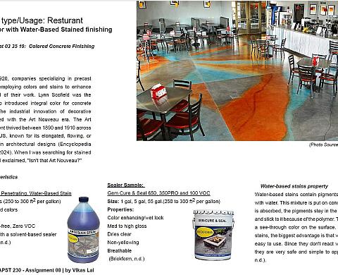 Compare and contrast five flooring materials for different building types or uses